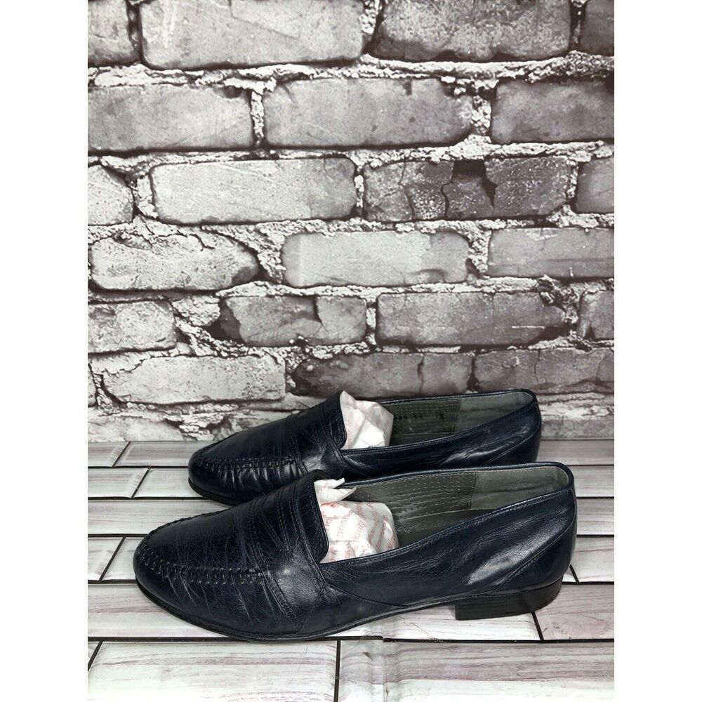 TED LAPIDUS Boutique Paris VTG Blue Leather Dress Penny Loafers Men 7.5M US/41EU